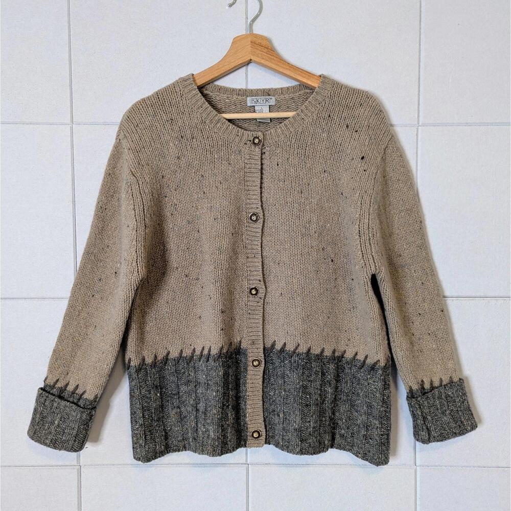 Vintage 90s SKYR 100% wool color block speckled cardigan